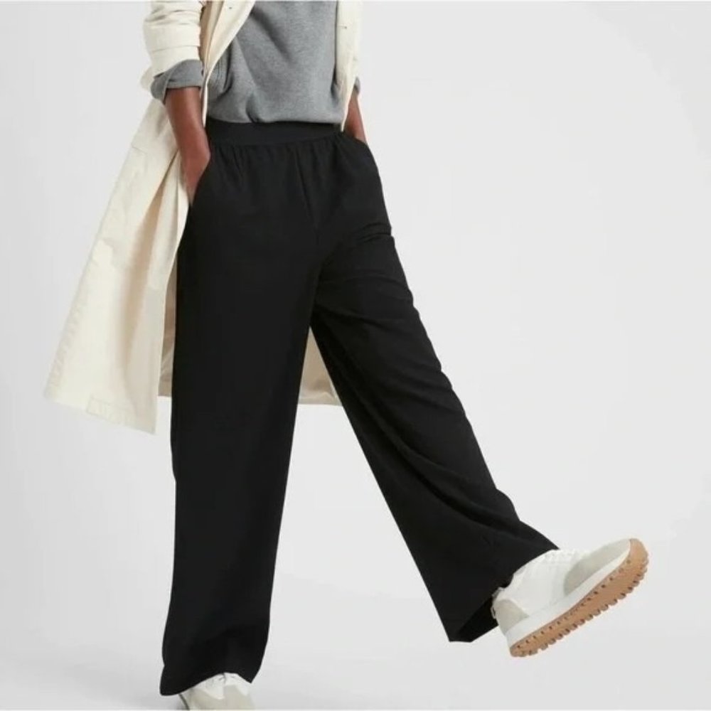 Banana Republic Factory Black Exposed Elastic Wide Leg Pants L